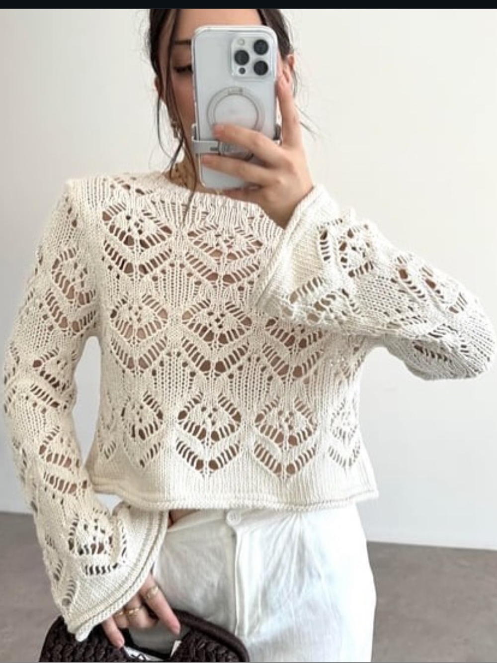 Zara open knit sweater flared sleeve - Picture 2 of 7